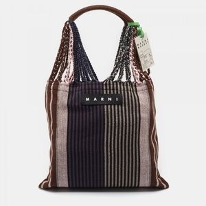 Marni Brown and Pink Striped Market Hobo Tote
